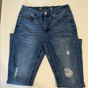 Seven7 Tummyless Highrise Skinny Classic Distressed Women's Blue Jeans Sz 8